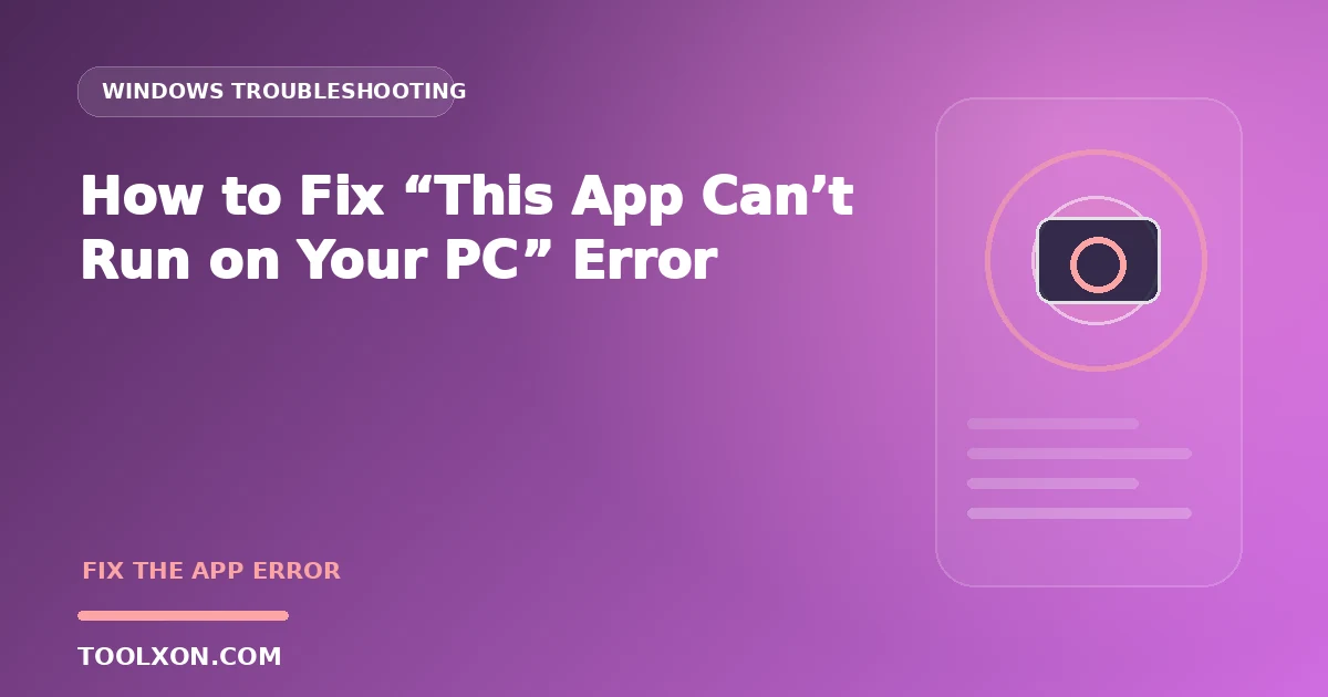 How to Fix “This App Can’t Run on Your PC” Error