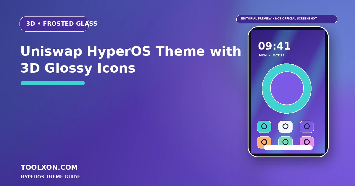 Uniswap HyperOS Theme with 3D Glossy Icons
