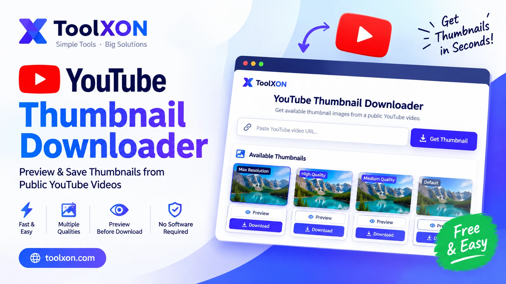 YouTube Thumbnail Downloader – Free Online Tool | ToolXON